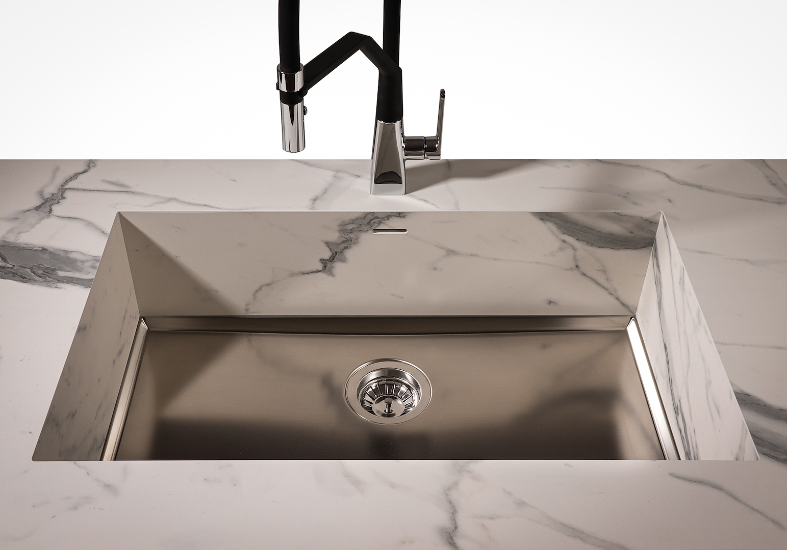 MINIMAL miscelatore lavabo in acciaio inox finitura satinato